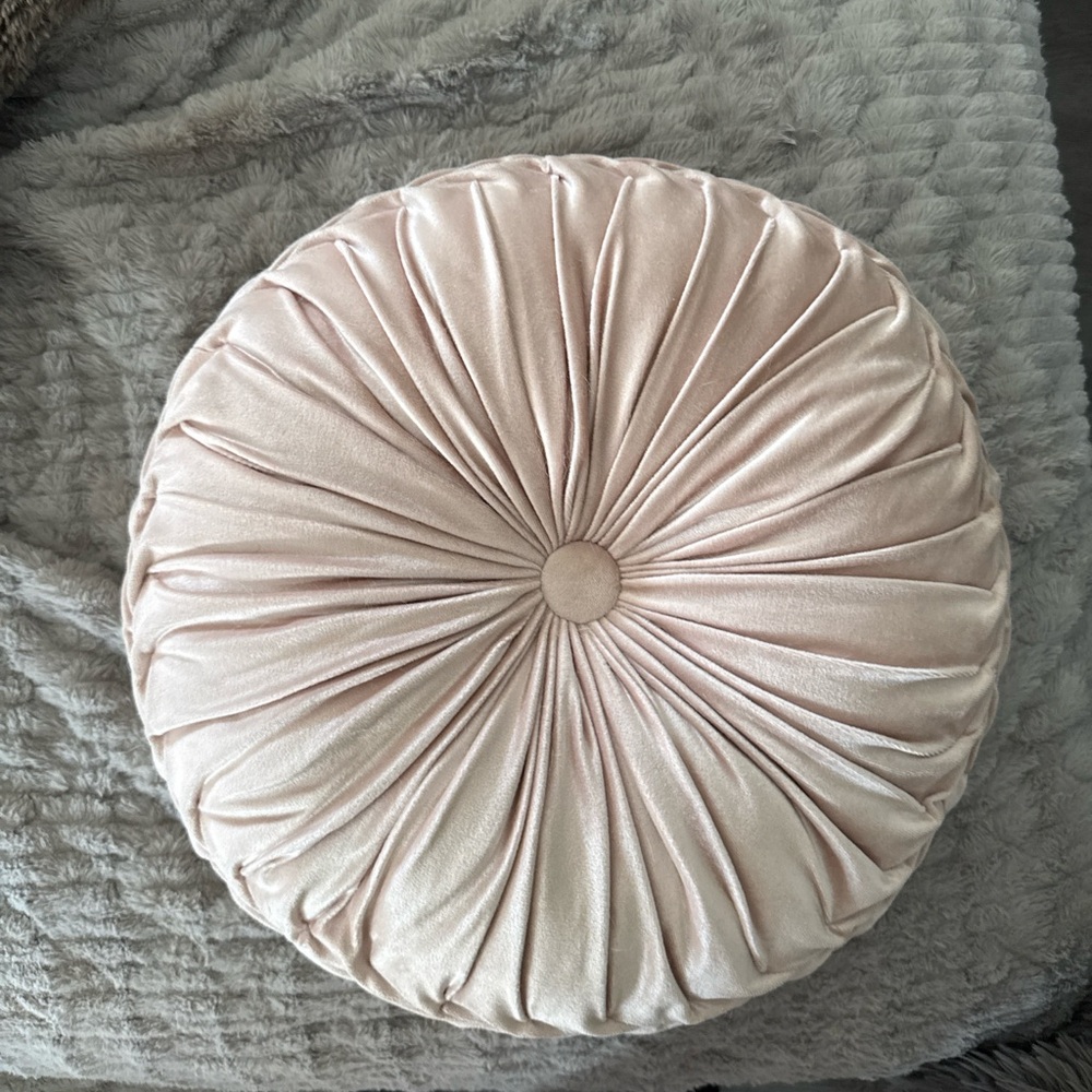 Round Blush Pink Velvet Pillow
